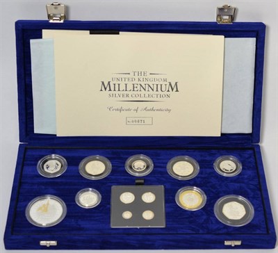 Lot 86 - Millennium Silver Proof Set 2000, 13 coins comprising: crown .999 silver with 22ct gold highlights