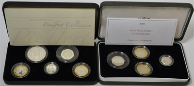 Lot 96 - 2 x Silver Proof Piedfort Sets: 2005 a 4-coin set comprising: 2 x £2 'Gunpowder Plot' &...