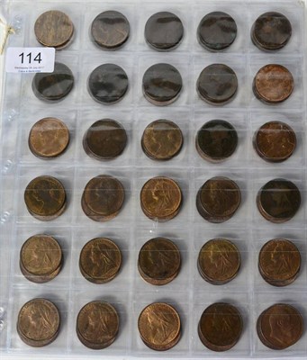 Lot 114 - A Collection of Bronze Pennies comprising: Victoria: 1860 obv 3 rev D, 1863, 1864 crosslet 4, 1870