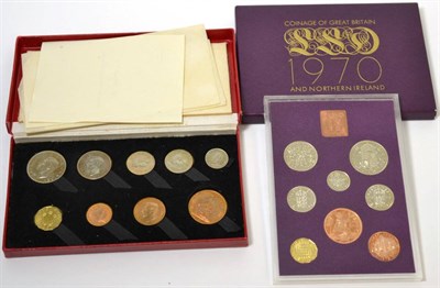 Lot 130 - Proof Set 1950, 9 coins farthing to halfcrown in red BofI;  light toning/handling marks on...