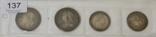 Lot 137 - 4 x English Silver Coins comprising: crown 1821 SECUNDO Fair to VG, crown 1900 LXIV minor...