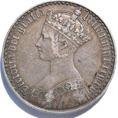 Lot 140 - Victoria, Gothic Crown 1847 UNDECIMO, obv. light contact marks, scratch in field o/wise good...