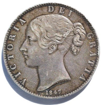 Lot 141 - Victoria, Crown 1847 XI cinquefoil stops, obv. hairlines & contact marks, small edge bump at 3...