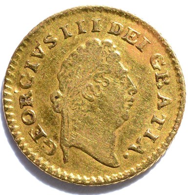 Lot 153 - George III, Third Guinea 1800, first laureate head, 2.77g, digs in rev field & flan slightly...