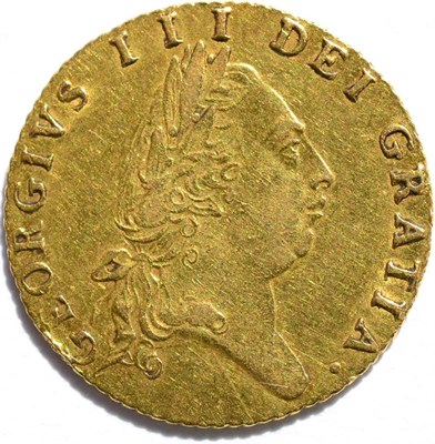 Lot 172 - George III, Half Guinea 1790, fifth laureate head, 'spade' rev, minor obv contact marks/faint...