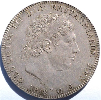 Lot 177 - George III Crown 1818 LIX, contact marks on bust & in obv & rev field o/wise good edge &...