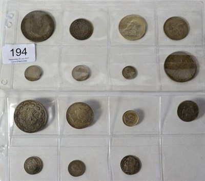 Lot 194 - 15 x Foreign Silver Coins comprising: Spanish Colonial, Mexico 8 reales 1813 JJ Mexico City...