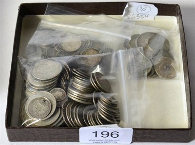 Lot 196 - £2.80 Face Value Pre-20 Silver & 45 x silver threepences, several holed, ex-mount or o/wise...