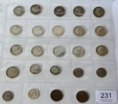 Lot 231 - 16 x 19th Century Shillings comprising: 1817, 1820, 1826, 1836, 1862 VG/Fine, 1866 die 38...