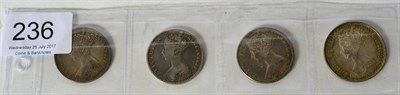 Lot 236 - Victoria, 4 x Florins comprising: 1849 WW within linear circle, minor obv contact marks, good...