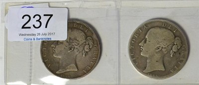 Lot 237 - Victoria, 2 x Crowns: 1844 VIII minor contact marks/edge imperfections, centre of rev shield...