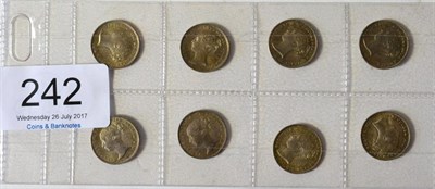 Lot 242 - Victoria, 8 x 'Britannia' groats: 1838(x4), 1840, 1846, 1848 & 1849; all with virtually...