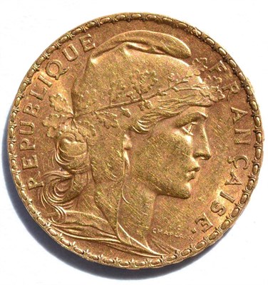 Lot 282 - France, Gold 20 Francs 1907, 6.46g, .900 gold, trivial surface marks GVF/VF