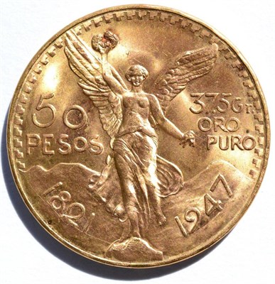 Lot 283 - Mexico, Gold 50 pesos 1947, 41.7g, .900 gold, a few toning spots o/wise good edge & surfaces VF