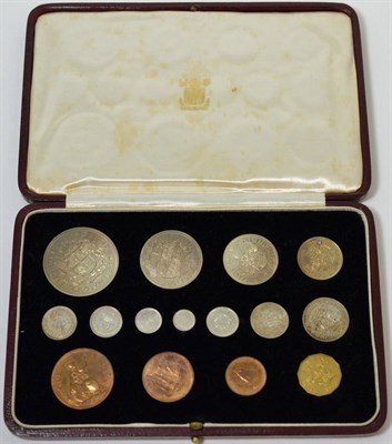 Lot 318 - Proof Set 1937, 15 coins farthing to crown in red leatherette CofI (in good condition), some...