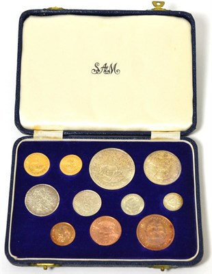 Lot 325 - South Africa Proof Set 1953, 11 coins comprising: gold £1 (7.98g) & gold half pound (3.97g) both