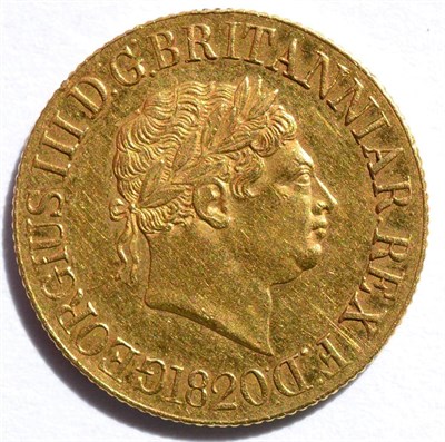 Lot 327 - George III Sovereign 1820, open '2,'  trivial contact marks, good edge, lustrous VF to GVF