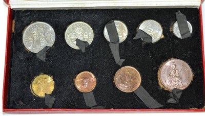 Lot 350 - George VI Proof Set 1950, 9 coins farthing to halfcrown, in red BofI, bronze toning o/wise AFDC