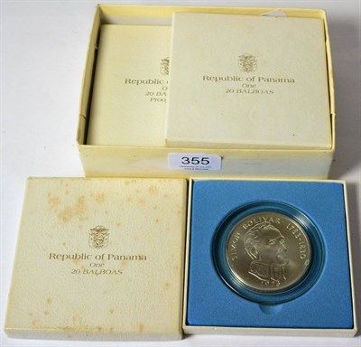 Lot 355 - Panama, 4 x Silver 20 Balboas comprising: 1972 proof, with cert, in BofI, FDC, 1973 proof, with...