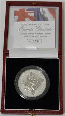 Lot 365 - Platinum Proof Piedfort Crown 2004 'Centenary of the Entente Cordiale 1904-2004,' 94.28g...