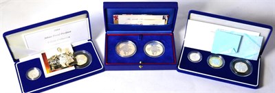 Lot 367 - 2 x Silver Proof Piedfort Sets: (1) 2003 a 3-coin set comprising: £2 '50th Anniversary Discovery