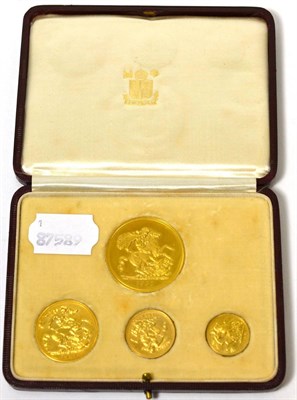 Lot 368 - George VI, Gold Proof Set 1937 comprising, £5, £2, sovereign & half sovereign, in CofI...