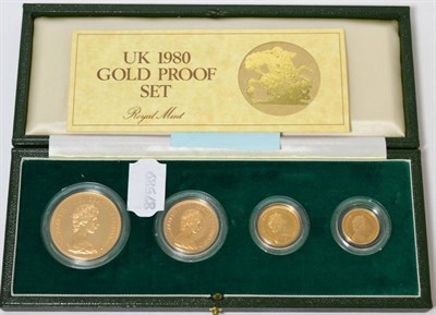 Lot 372 - UK Gold Proof Set 1980, a 4-coin set comprising: £5, £2, sovereign & half sovereign, with...