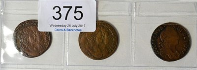 Lot 375 - Ireland, William & Mary 2 x Halfpennies: 1693 scratches across busts o/wise Fine to GFine &...