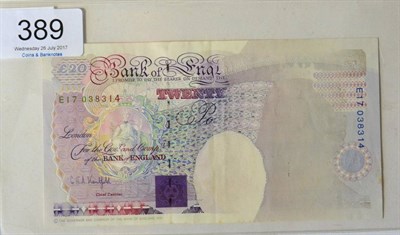 Lot 389 - Bank of England Error Note: £20 Kentfield, Series 'E' Historical issue (Nov 1991) serial...