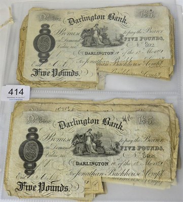 Lot 414 - 45 x 19th Century Provincial Banknotes comprising: 20 x Darlington Bank 1887, 1888(x17) & 1891(x2)