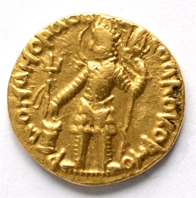 Lot 12 - Kushan Empire (Ancient Bactria) Gold Dinar of Vasudeva (circa 190-230 AD); obv. standing...