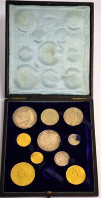 Lot 22 - Victoria Jubilee Head Gold & Silver Set 1887 an 11-coin set comprising: £5 faint hairlines,...