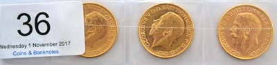 Lot 36 - George V, 3 x Sovereigns: all 1912M GVF or+