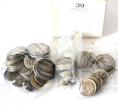 Lot 39 - £4.20 Face Value Pre-20 Silver (including 4 x low grade pre-Victoria crowns: 1819 LIX, 1821...