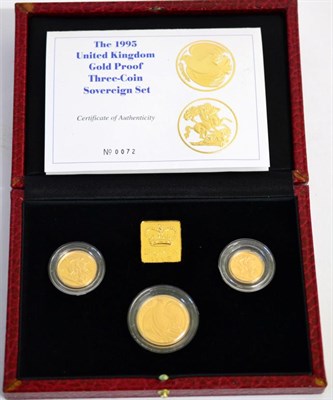 Lot 53 - 3-Coin Gold Proof Collection 1995 comprising: £2 '50th Anniversary End of WWII,', sovereign...