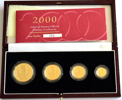 Lot 65 - Britannia 4-Coin Gold Proof Collection 2000 comprising: £100, £50, £25 & £10, with...