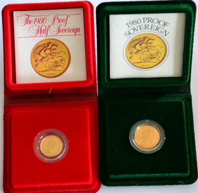 Lot 66 - Proof Sovereign 1980 & Proof Half Sovereign 1980, with certs, in wallets of issue, FDC
