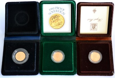 Lot 68 - 3 x Proof Sovereigns: 1979, 1980 & 1981, with certs (except 1979), in wallets of issue, FDC