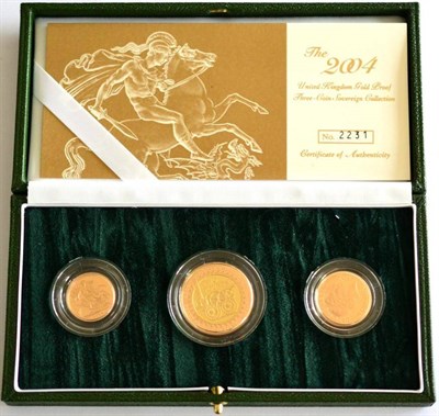 Lot 71 - 3-Coin Gold Proof Collection 2004 comprising: £2 '200th Anniversary of the Steam Engine,'...