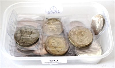 Lot 86 - Miscellaneous English & Foreign Silver Coins comprising: 2 x crowns 1889 contact marks, obv. & rev.