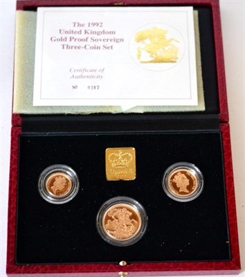 Lot 96 - Gold Proof Sovereign Set 1992, a 3-coin set comprising: £2, sovereign & half sovereign;...