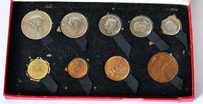 Lot 102 - George VI Proof Set 1950, 9 coins farthing to halfcrown, in BofI (scuffed), all with light...
