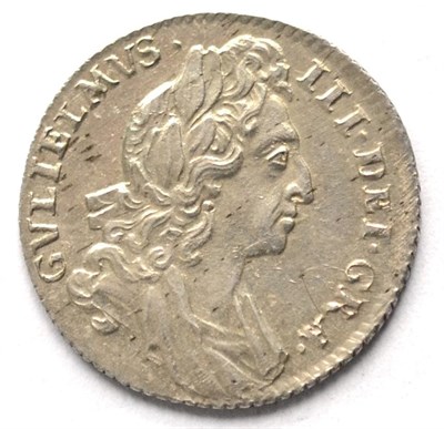 Lot 111 - William III Sixpence 1696, first draped bust, large crowns, early harp; minor obv flecking...