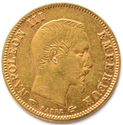 Lot 126 - France Gold 5 Francs 1856A, obv. bust of Napoleon III; 1.58g, .900 gold, good edge & surfaces GFine