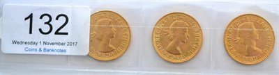 Lot 132 - 3 x Sovereigns: 1957, 1958 & 1959 AEF to EF
