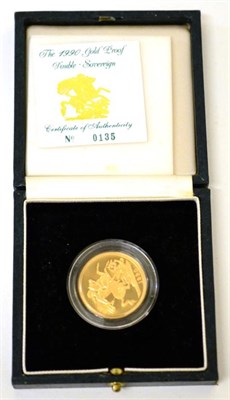 Lot 143 - Gold Proof £2 (Double Sovereign) 1990, with cert, in CofI, FDC