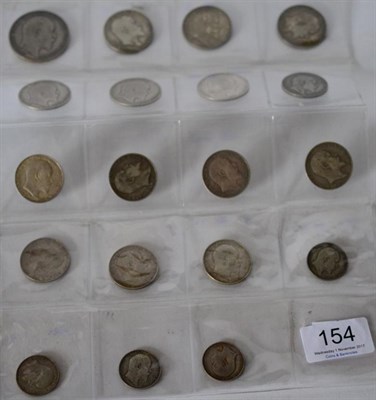 Lot 154 - Edward VII, 19 x Silver Coins comprising: crown 1902 Fine, 6 x halfcrowns: 1902, 1904 AVF,...
