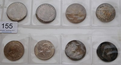 Lot 155 - 8 x Foreign Silver Coins comprising: USA 3 x dollars: 1887, 1890s GVF, 1922s VF, Canada 3 x...