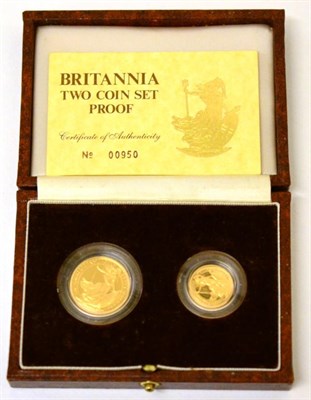 Lot 156 - Britannia 2-Coin Gold Proof Set 1987 comprising: £25 (¼ oz fine gold) & £10 (1/10 oz...
