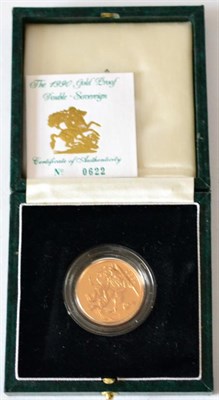 Lot 186 - Gold Proof £2 1990, with cert, in CofI, FDC
